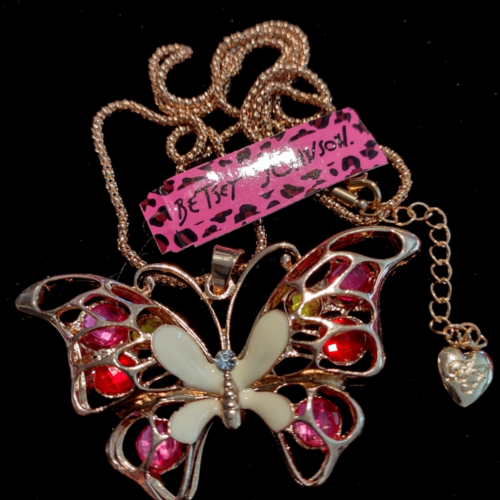 2/$20 pink multi colored pendant necklace